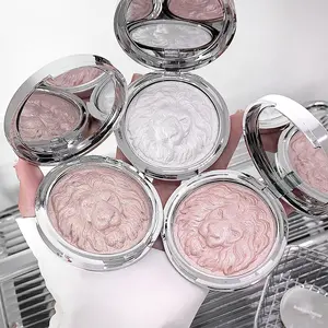 Lion Carved Cream Highlighter 3-Pack Waterproof Sweatproof Champagne Pearl Glow for Face Body Blendable Formula All Skin Tones Festival Christmas Gift Teens ！