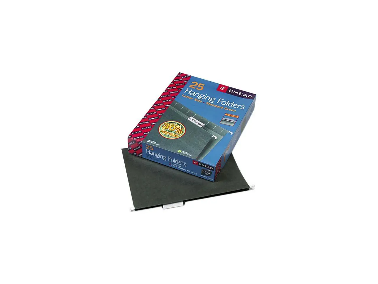 Smead 64055 Hanging Folders, 1/5 Tab, 11 Point Stock, Letter, Green, 25/Box