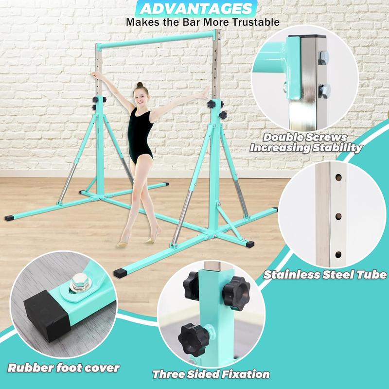 Foldable Gymnastics Bar,5FT Horizontal bar,Adjustable bar for Ages 3-15, Gymnastics bar,Triangle Structure-Gym Equipment for Foldable Gymnastics Bar,5FT Horizontal bar,Adjustable bar for Ages 3-15, Gymnastics bar,Triangle Structure-Gym Equipment for