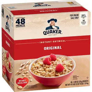 Instant Oatmeal Original Flavor Individual Packets, Whole Grain Hot Breakfast Cereal, 48 Count Single Serve Packets