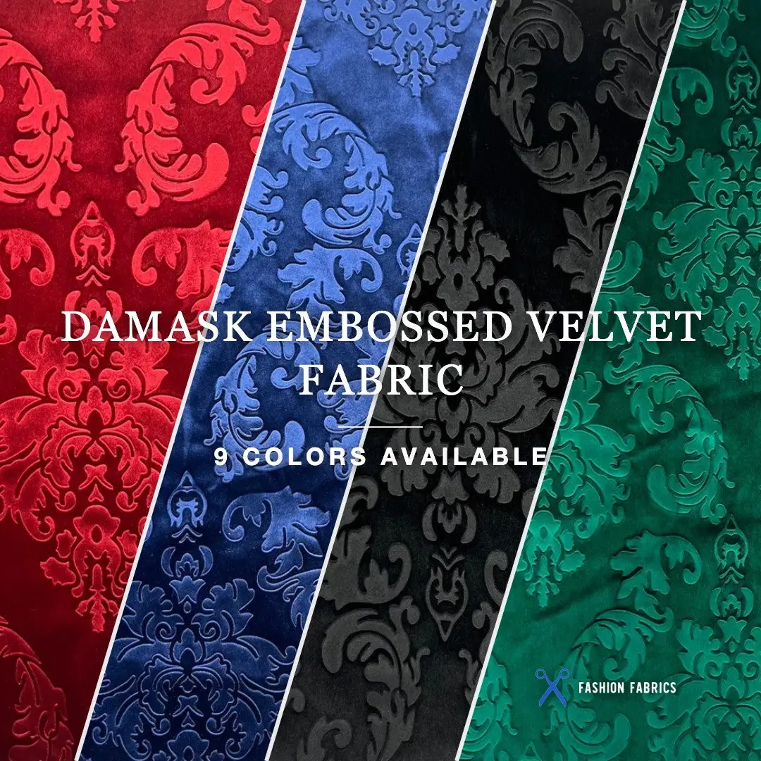 Damask Embossed Velvet Upholstery Drapery Fabric