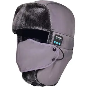 Trapper Hat  Warm Winter hat Ski Mask for Men Women, Faux  Russian Hat with Speaker Headphones Earflap
