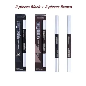 4-Piece Dual-Ended Eyebrow Pencil Set, Spiral Brush Design, Triangle Tip for Natural Brow Shapes, Waterproof Long-Lasting Makeup