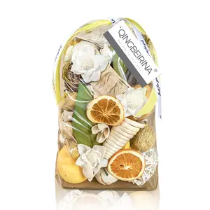 Qingbei Rina Spring Potpourri Bags,Lemon/Citrus/Thyme Potpourri Bowl Filler,Yellow Scent Decorative Potpourri Dried Flowers,Home Fragrance Sachet of Petals, Vase Fillers(20 oz)