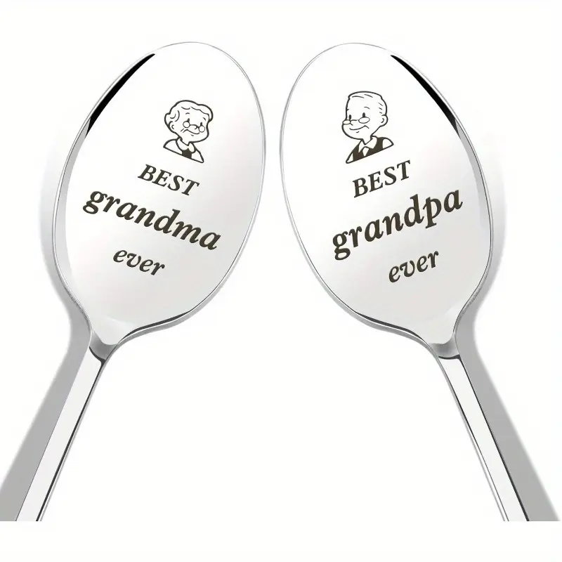 2/20pcs Engraved Spoon Stainless Steel, coffee Spoon, Unique Dessert Spoon Gifts, Grandparents Gifts, Gifts for Grandparents, Grandad Gifts, Grandma Gifts, Nanny Gifts, Grandad Birthday Gifts, Grandparents Christmas Gifts