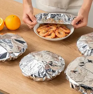50pcs Aluminum Foil Elastic Food Covers, Reusable Stretch Lids for Bowls/Plates, Heat Retention Insulating Dish Covers, Waterproof & Oilproof Kitchen Food Storage
