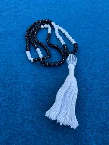 Fractaline - Black Onyx and Cracked Quartz 6mm Mala Prayer Beads