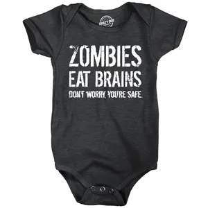 Zombies Eat Brains Dont Worry Youre Safe Baby Bodysuit Funny Sarcastic Halloween Graphic Novelty Jumper For Infants Funny Baby Onesies Halloween Clothes for Baby Funny Zombie Onesie Novelty Onesie Black -