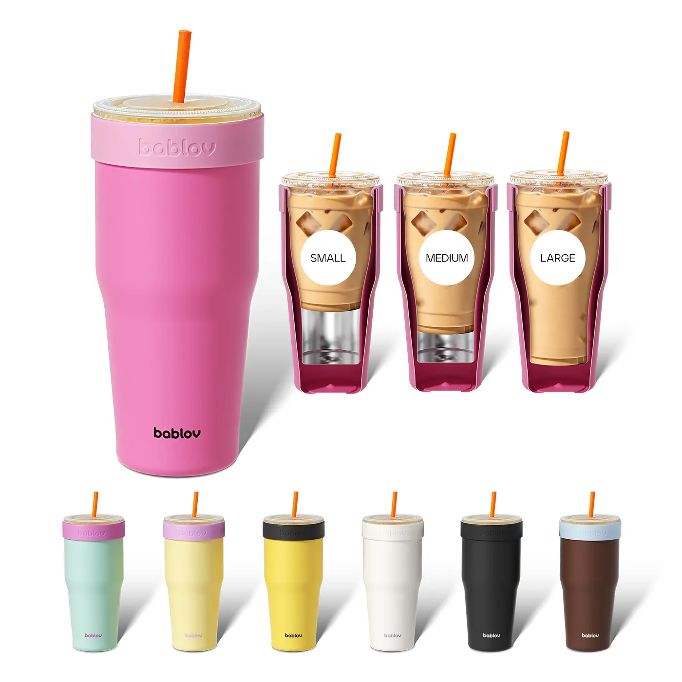 Bablov GO-PAL 30oz-Universal Cup Insulator for to-go cups - Insulated Tumbler & Iced Coffee Cup Sleeve - Keeps Drinks Hot or Cold 12+ Hours - Vacuum Insulated Tumbler