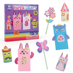 Paper Craft Kit for Toddlers and Girls Age 3-8 Years Old, 16Pcs Cute DIY Arts and Crafts Supplies Box, Organized Art Activities Supplies Box Preschool Creative Toys