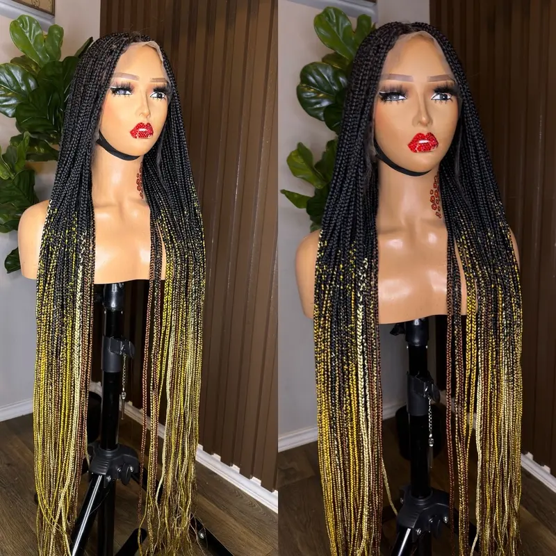 Multi Color Tips Knotless Braided Wig - Synthetic Full lace