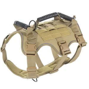 Tactical Dog Harness Vest No-Pull Escape-Proof Heavy-Duty for Large Dogs with Adjustable Straps Comfortable Fit Reflective Service Molle System Easy Use