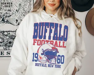 Vintage 90s Buffalo Football Vintage Hoodie, Buffalo Bill Crewneck New York Hoodie, Buffalo Bill Fan Gift Sunday Football Hoodie