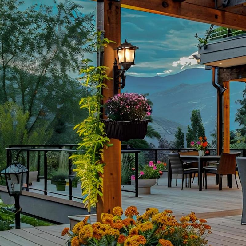 Hoodink 2 Pcs Solar Post Light With Planter, Room Decor For Easter Wedding Decorations, Black Post Light, 2 In 1 Outdoor Solar Post Light For Porch Front Door Patio Roadside Decoration