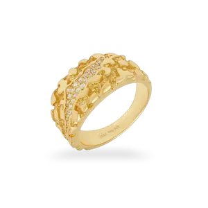 Nugget Claw Mark Ring 925 Sterling Silver in 14K Gold