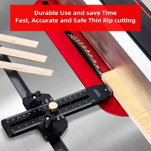 Thin slice cutting table saw template with 3-roll system and adjustable fixture -3/8 "x3/4" U-shaped groove&1/4 "x3/8" T-shaped groove table saw precision guidance, durable metal structure suitable for repeated narrow strip cutting - DIY woodworking