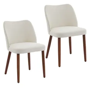 Modern Upholstered Linen Dining Chairs Set of 2 – Wooden Legs, Wing Backrest, Thick Cushions, Leveling Feet, Comfortable Accent Seating for Kitchen & Dining Room