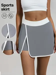 Women's High Waist Gym Skirt integrated  Shorts - Non-See-Through, Side Pockets, Durable Fabric for Yoga/Cycling/Running, 2-Color Design, Sporty Style Ideal for Fitness Training