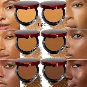 6-Color Waterproof, Sweat-Proof Contour Concealer Powder - Oil-controlling matte finish, buildable coverage, Blurring Flawless Coverage, long-lasting natural makeup effect, portable with angled sponge brush, suitable for deep skin tones