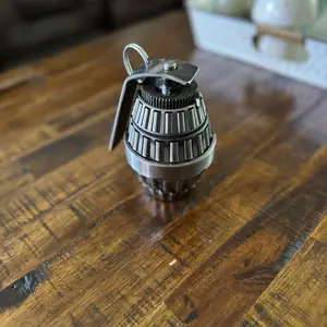 1 of 1 Handmade Metal Art Sculpture of a Grenade Made from Roller Bearings Unique Design Crafted from Industrial Components