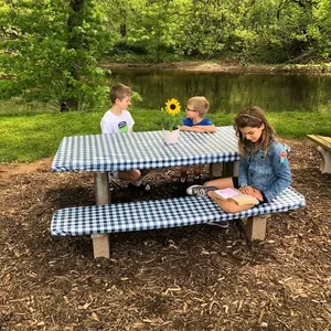 Fitted Picnic Table & Bench Cover Set | Vinyl Camper Tablecloth | Custom Lengths