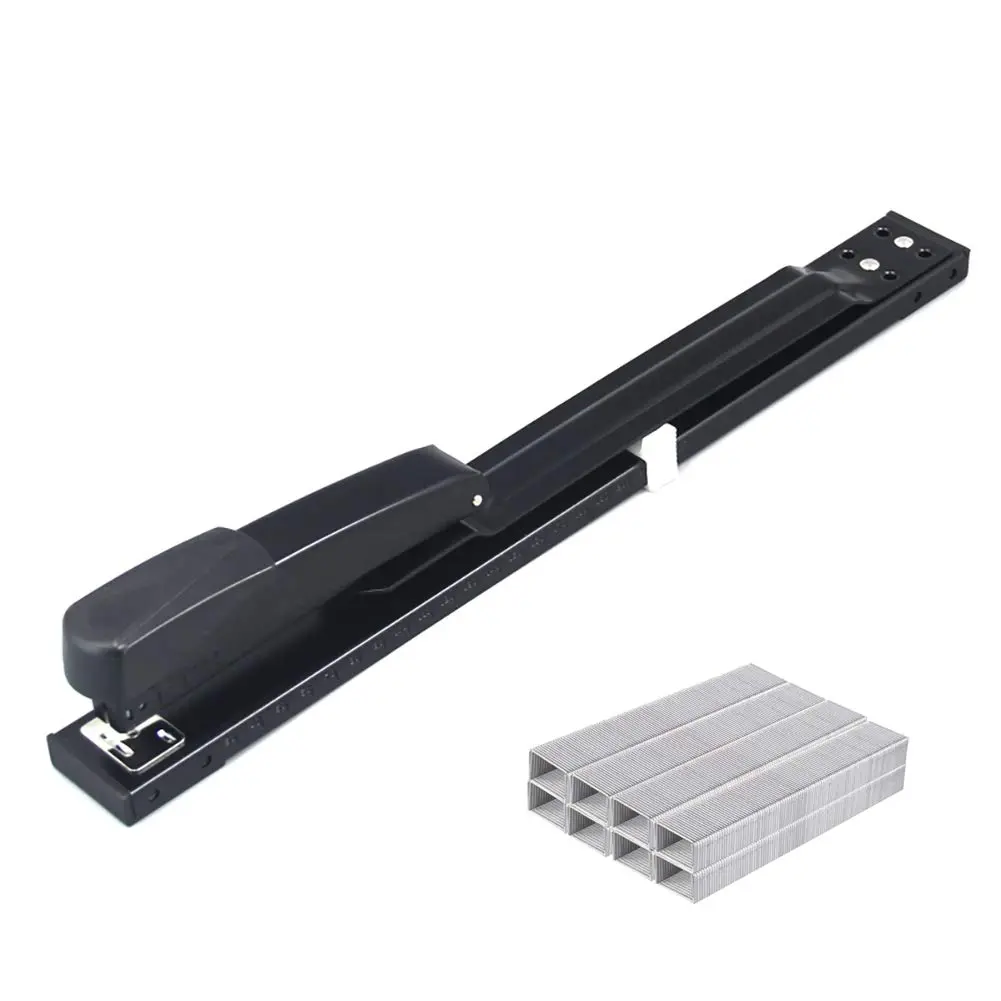 Long Reach Stapler Office Staplers Desktop  50 Sheets Capacity Arm with 1600pcs 23/8 Staples (Black Capacity)