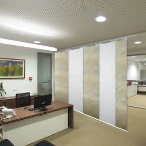 5-Panel Single Rail Panel Track Blind Extendable 58"-110"W x 91.4"H, Panel width 23.5", Lotus, Amaryllis