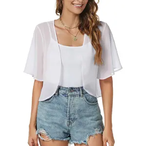 Women Shrug Chiffon Cardigans Open Front Short Sleeve Bolero for Evening Dressy 2026Gift
