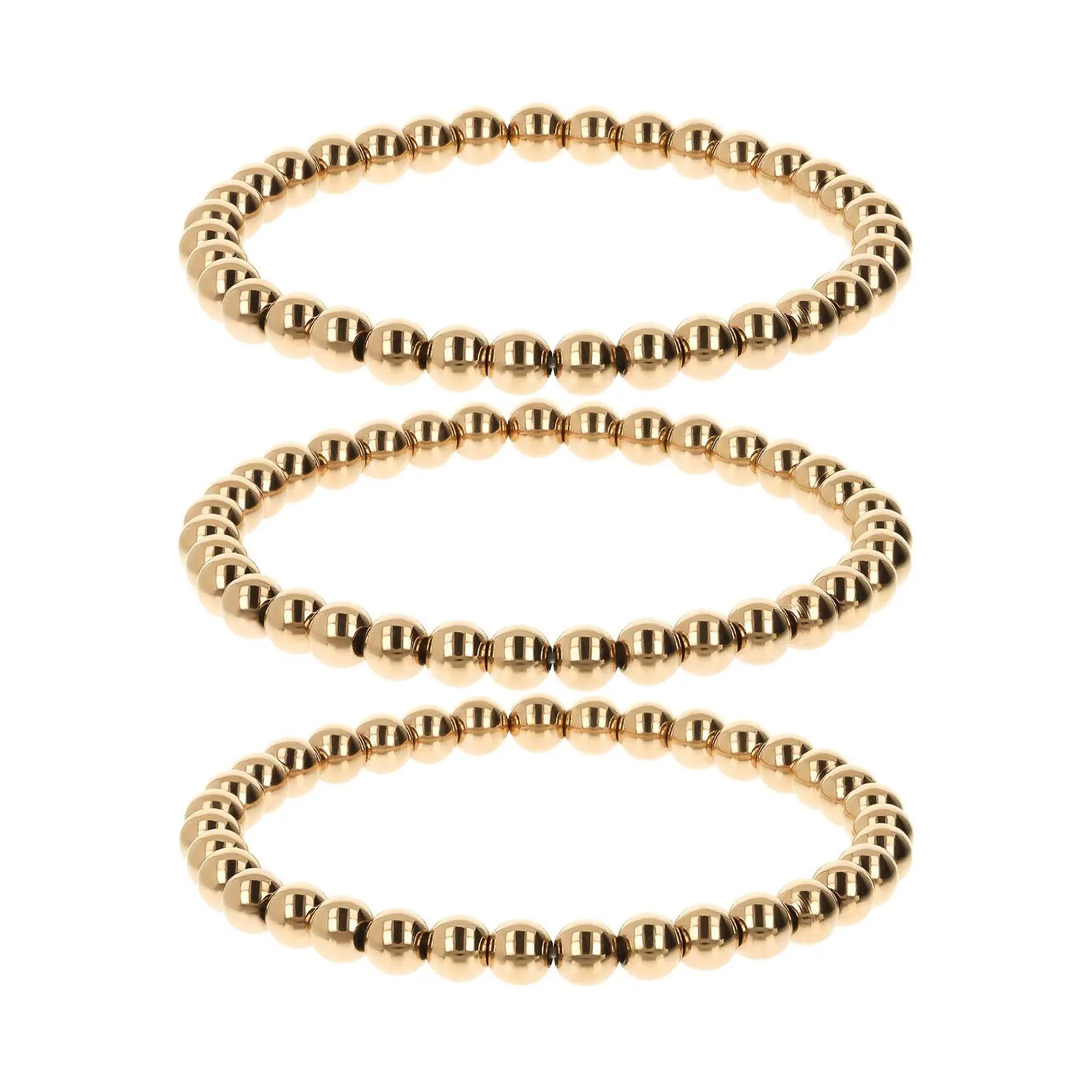 Steel by Design Set of 3 Polished Bead StretchBracelets