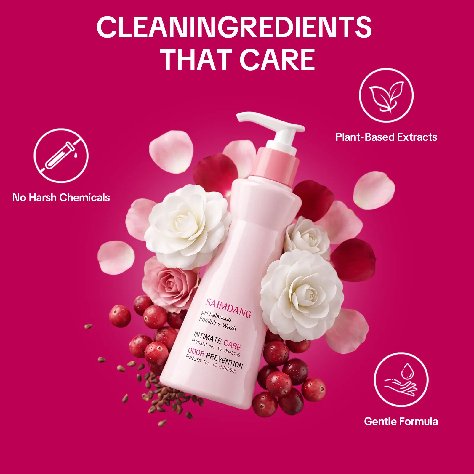 SAIMDANG pH Balanced Intimate Cleansing Gel, Herbal Deodorizing Wash, Hypoallergenic for Daily Feminine Care Sensitive