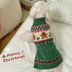 Cozy Cable-Knit Reindeer Sweater for Pets, Perfect for Winter & Autumn, Features Festive Designs Like Snowflakes & Gingerbread