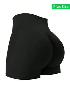 VYNCE Plus Size Yoga Shorts High Waist Butt Lifting Quick Dry Stretch Fitness Workout