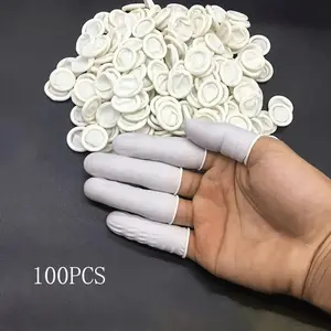 100 Pack Latex Gloves, Durable Reusable Powder-Free Anti-Static Finger Protectors, Ideal for Beauty Tattoo Embroidery Electronics Repair