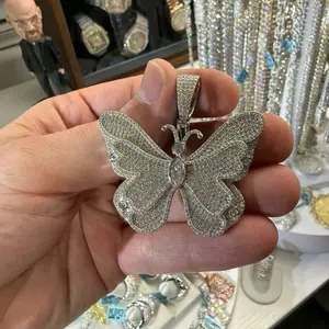Colossal -Sterling Silver Moissanite Jesus and Butterfly Pendant