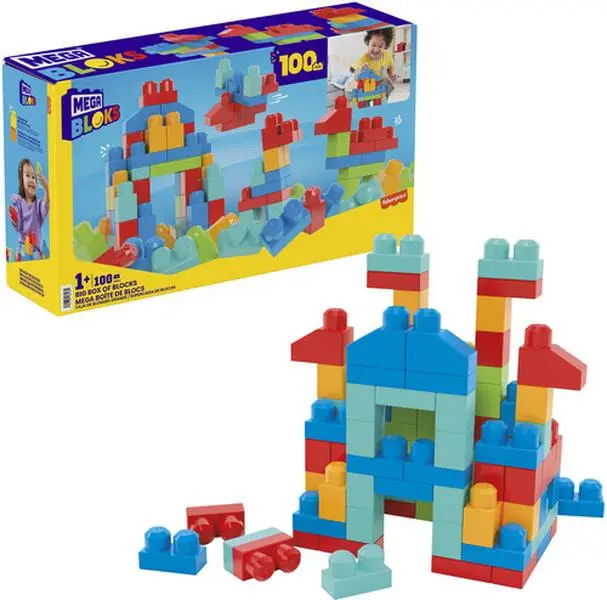 MEGA BLOKS Big Box of Blocks, 100 Piece Toddler Buiding Toy Set  [COLLECTIBLES] Brick