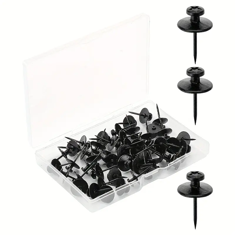 50-Pack Black Double Headed Metal Picture Hanging Nails - Thumb Tacks for Wall Hangings, Picture Hangers