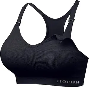 HOFISH Support Nursing Bras for Breastfeeding Medium Impact Maternity & Nursing Sports Bra Seamless Racerback Pregnancy Bra