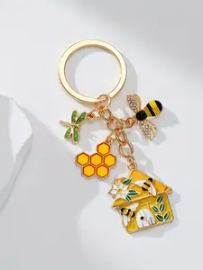 Fast Delivery Ca2 Days 1pc Oil Drop Bee Keychain, Alloy Material, Bee Dragonfly Hive Pendant, Insect Series, Backpack Money Bag Decor, Gift for Teachers' Day Valentine's Day
