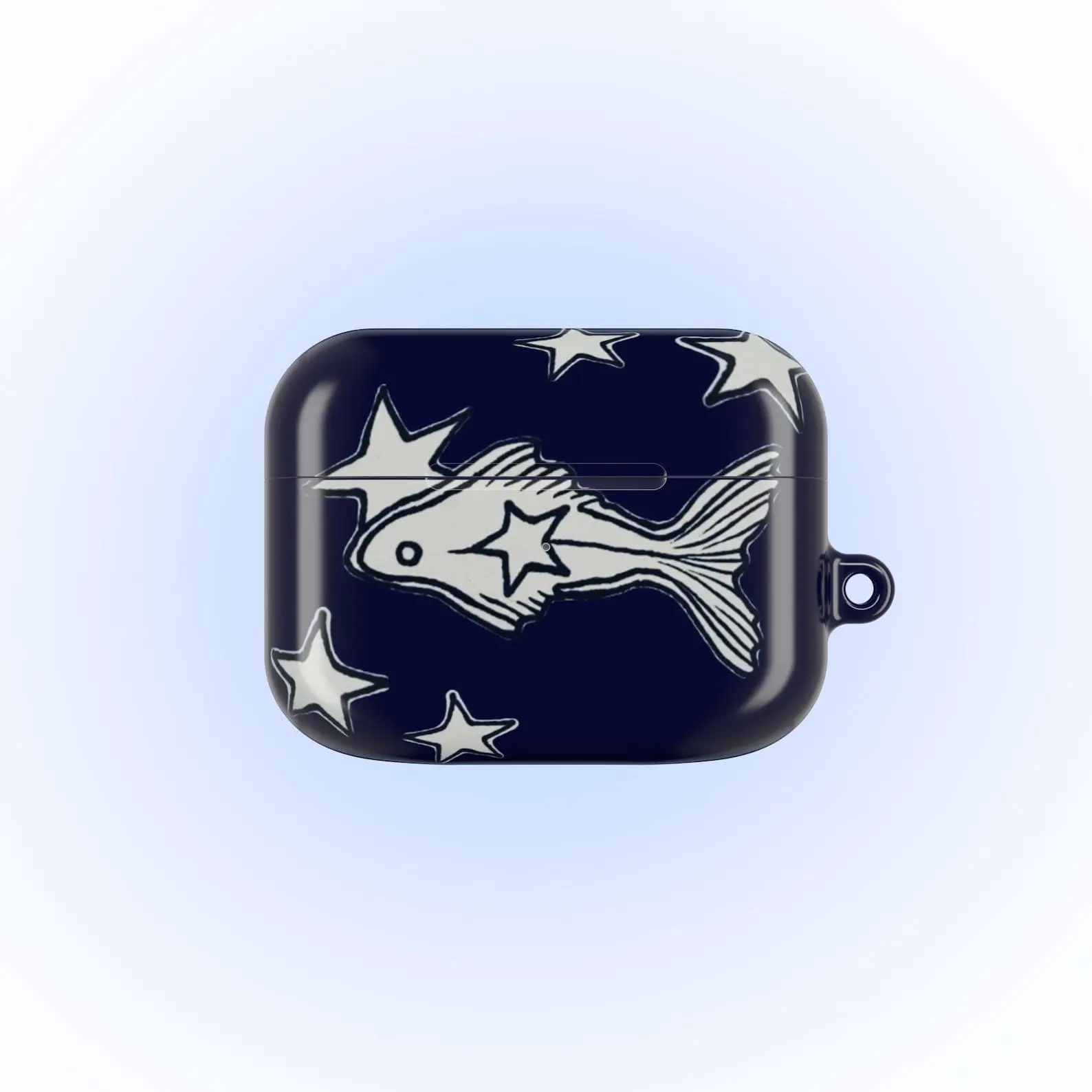 Navy Blue Star Goldfish AirPod Case, Y2K Coastal Grunge Cover, Cute Accessories Clip Kawaii Gift, Trendy Protective AirPods Pro 1 2 3 4 Gen