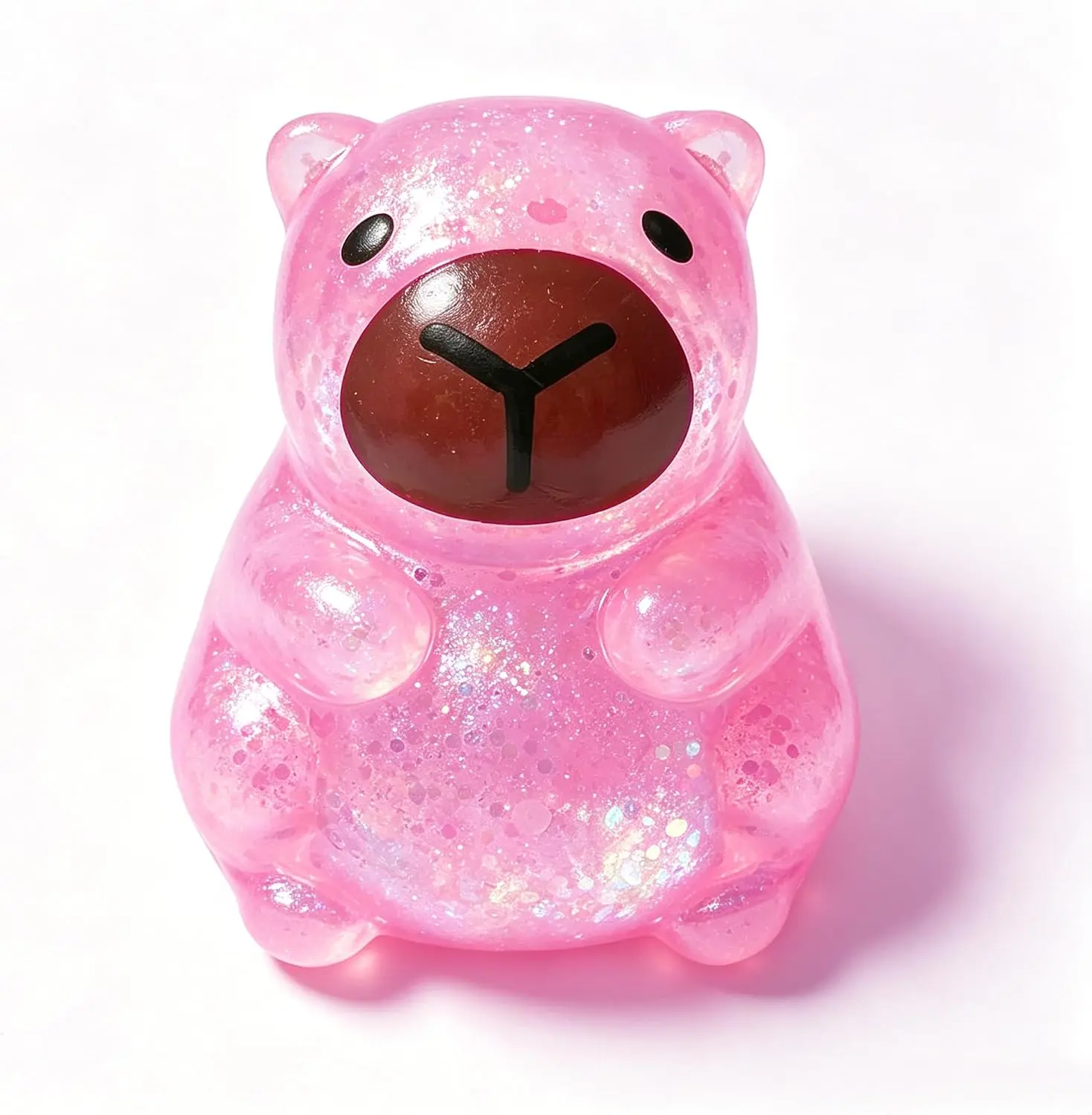 Glitter Capybara Squishy Squeeze Stress Ball, Slow Rise Dough Sensory Fidget Toy, Anxiety Relief Focus Tool for Adults & Teens, Sparkly Cute Animal Desk Ornament, Collectible Decompression Gift for Autism ADHD