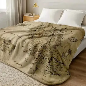 Lord Of The Rings Middle Earth Map Blanket Ultra Soft Flannel Fuzzy Cozy Warm Bedroom Couch Sofa Bedspread Throw Decor Decorative Throw Perfect Birthday Gift Christmas Gift for Fantasy Fans Adults Teens Men Women Epic Movie Style
