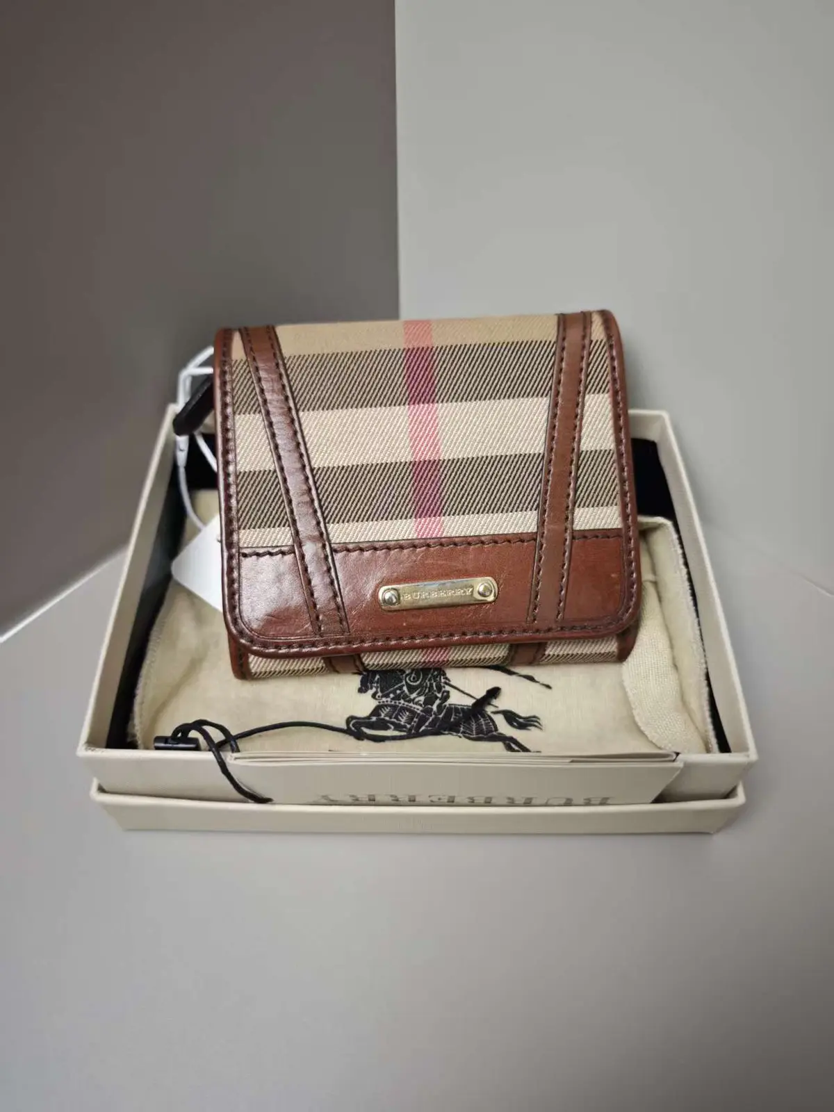 Pre-owned BURBERRY AS Shown Small Leather Goods sh 2351 Nova Check Pattern Canvas Wallet 6.05.28