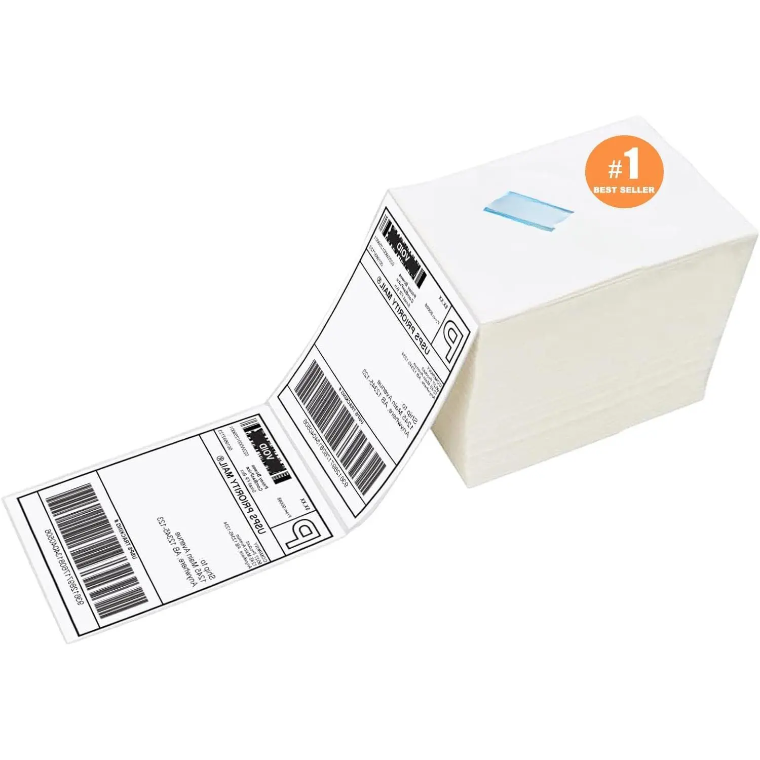 4 x 6 Thermal Labels - Pack of 100 Fanfold Labels for Direct Thermal Printer, White Perforated Shipping Label,100 Label per Stack,1 Stack, Thermal Label Maker, 100 Labels/Stack