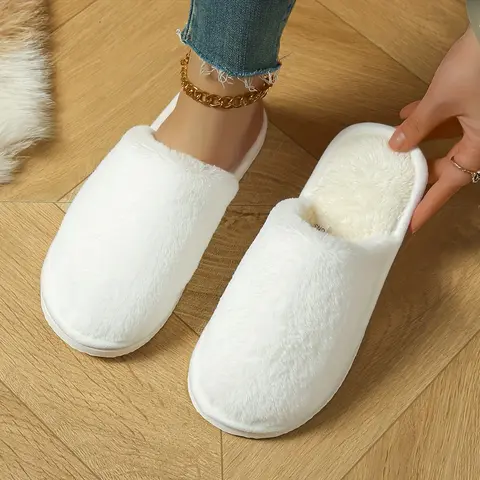 Women's Soft Christmas Memory Foam Slippers - Cozy Fuzzy Footwear with Slide Design for Indoor Use