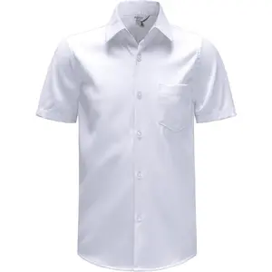 Boys Stretch Wrinkle Free Dress Shirts Button Down Shirt Short Sleeve Formal School Uniform ShirtsGift.