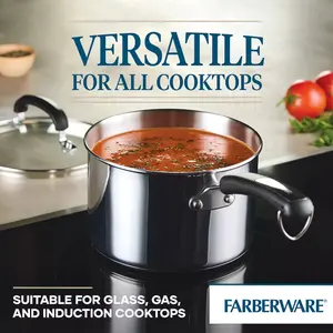 Farberware Brilliance Stainless Steel 3-qt Saucepan with Lid - Versatile Kitchen Tool for Boiling Water and Cooking Tasks - Cookware