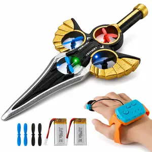 Flying Sword RC Toy for Kids, Remote Control Flying Sword with Hand Gesture Controller, Color Light Effects, Hover Flying Action & Extra Propellers, Indoor Outdoor Toy for Boys Girls