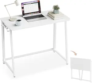 Folding Desk Small Foldable Desk for Small Space, 31.5 Inches Writing Computer Desks in Study, Home Office Foldable Office Desks for Bedroom, White