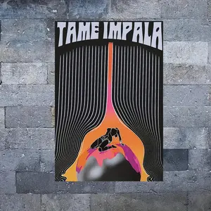[Tame Impala Poster] 1pc Tame Impala Psychedelic Canvas Poster - Vibrant Abstract Wall Art  -(Framed Frameless Poster) Fiery Orange & Pink Design - Perfect for Bedroom, Living Room, or Hallway Decor - Hallway Artwork - Vibrant Wall Art - Artistic Texture