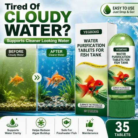 Fish Tank Cleaning Tablets - Aquarium-Safe Water Treatment, Cloud Removal Clarifier, Algae Remover, Odor Reduction Solution, Aquarium Bactericide, Safe for Freshwater Fish, Helps Reduce Algae Buildup, Supports Cleaner Looking Water